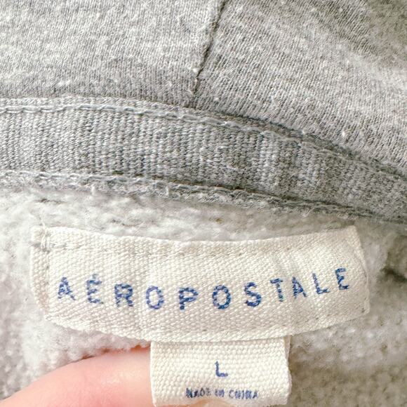 Aeropostale VTG Aero Embroidered Full Zip Fleece Hoodie Sweatshirt Gray Y2K L - Picture 8 of 11